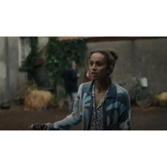 Hollister Cotton Blend Blue Cropped Cardigan, Mushrooms, Flowers, Size S - Picture 14 of 14